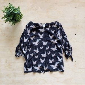 Stork Printed Split Sleeve Blouse